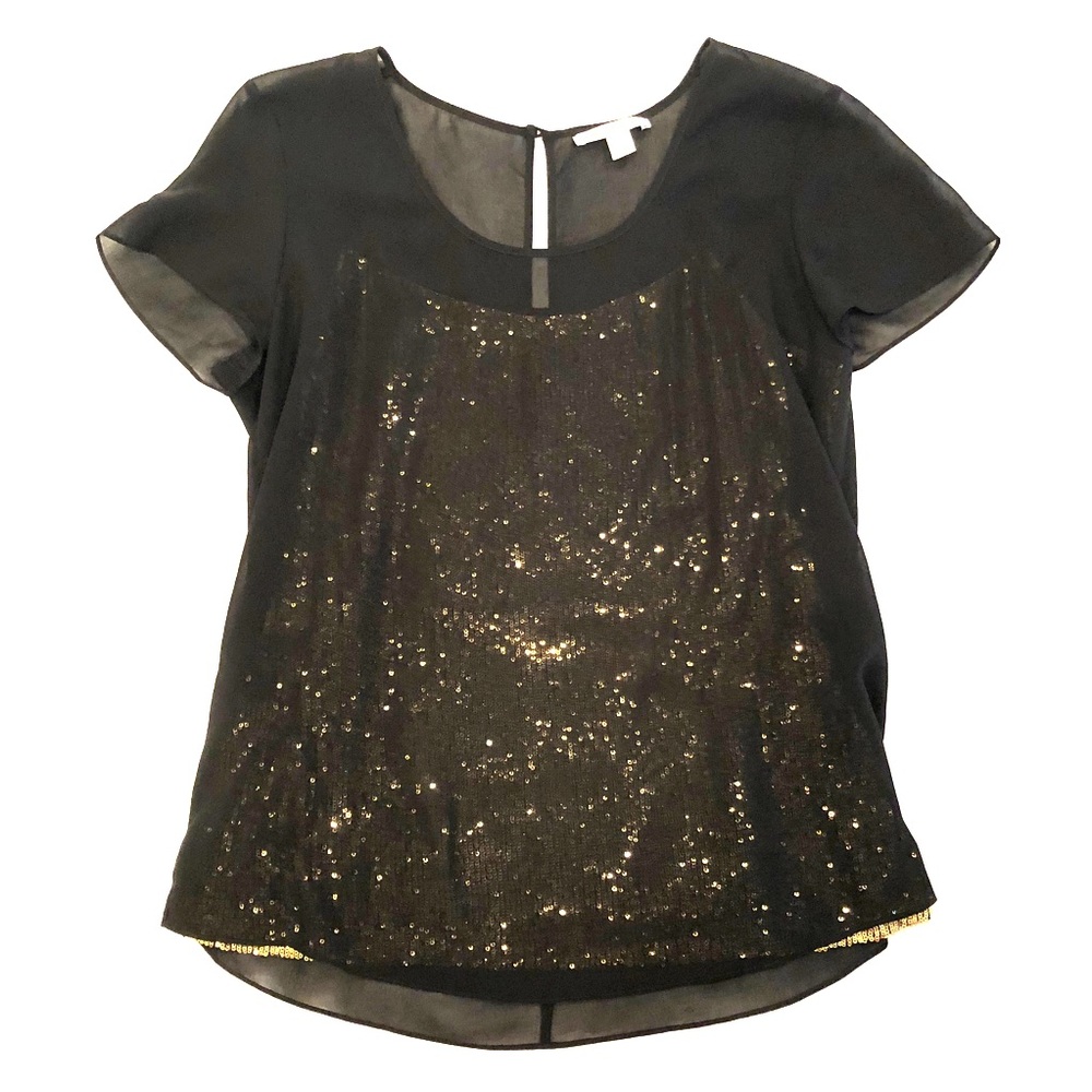 Banana Republic layered blouse gold sequence tank